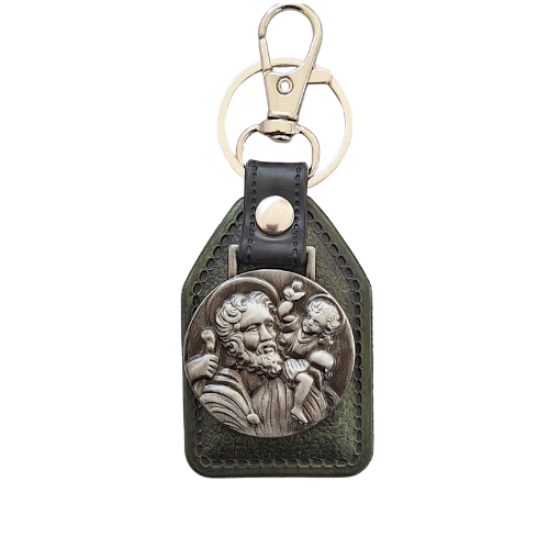 St Christopher Keyring (black backing)