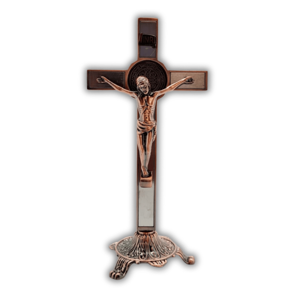 Standing Metal Crucifix: 19.5cm