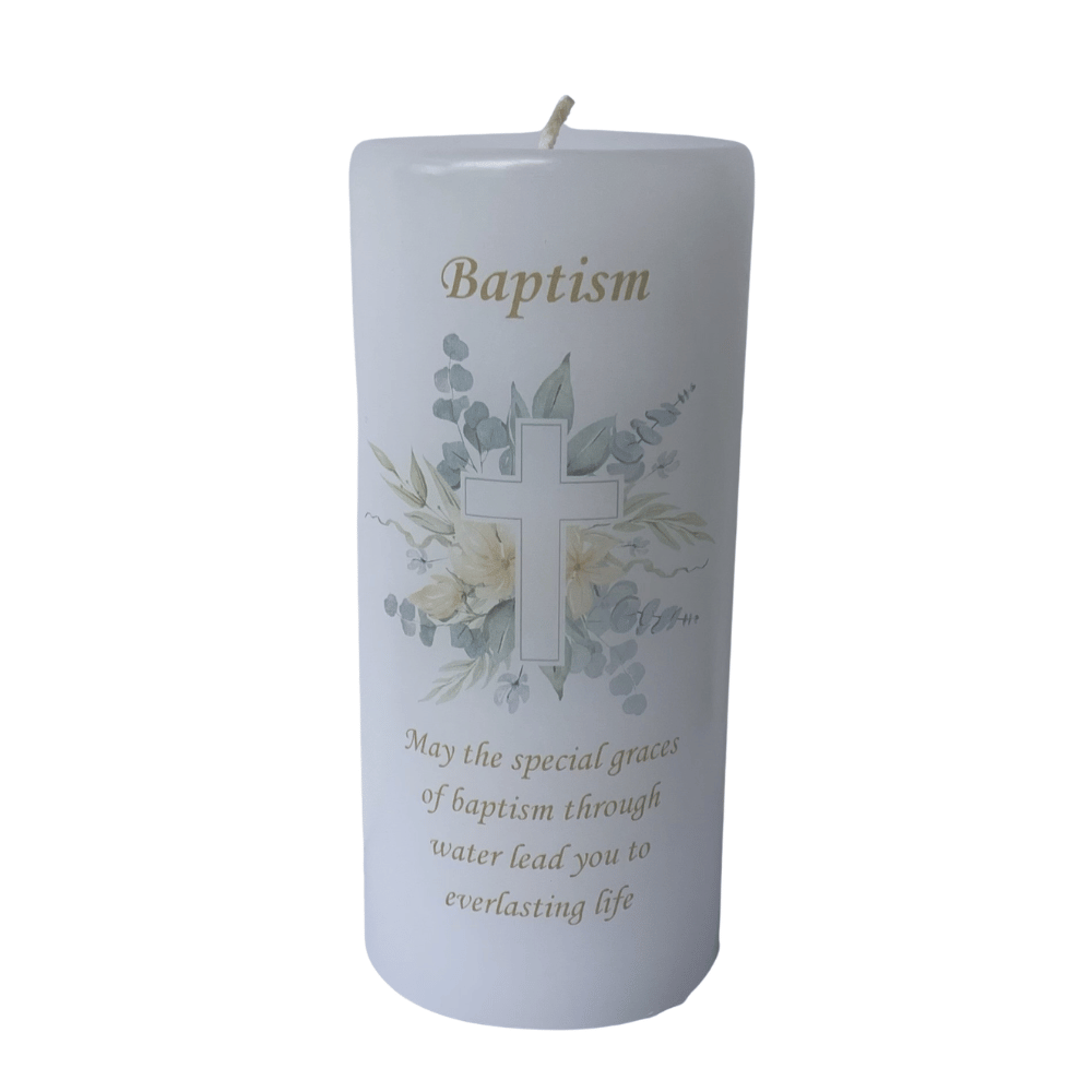 Baptism Candle 14cm: Floral
