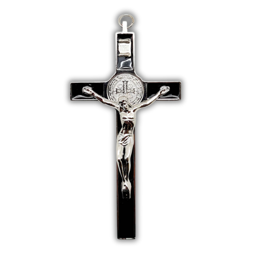 Crucifix: Silver Plated with Enamel Inlay (5.5cm x 11cm)