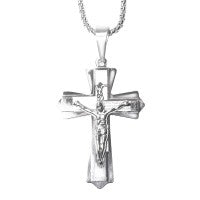Crucifix 4.9cm - Stainless Steel on 60cm