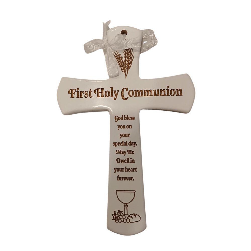 Wooden White Cross: First Holy Communion