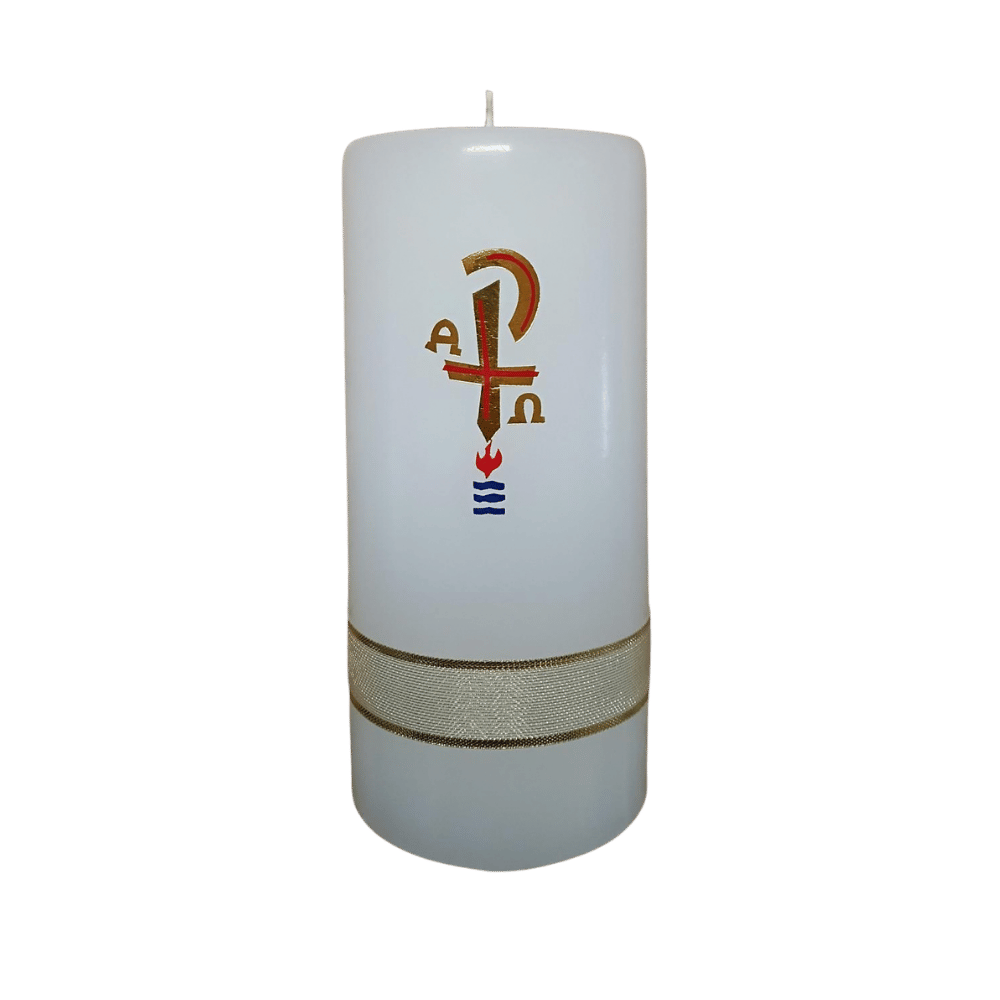 Baptism Candle 14cm: Alpha and Omega