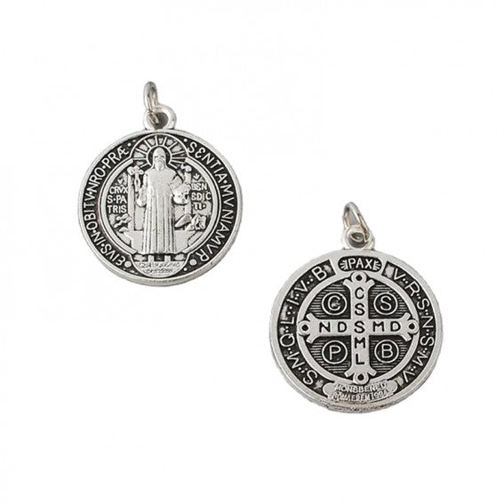 St Benedict Silver Plated Pendant 3.2cm