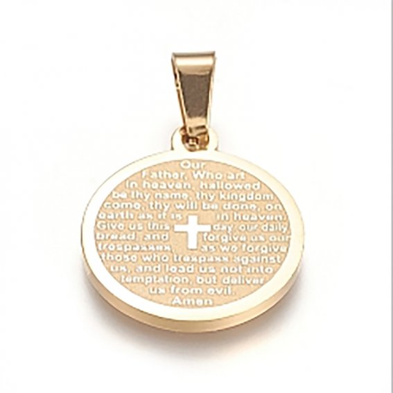 The Lord's Prayer Cross Medallion with Chain (GP)