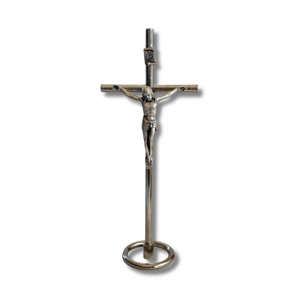 Standing Metal Crucifix: 16cm