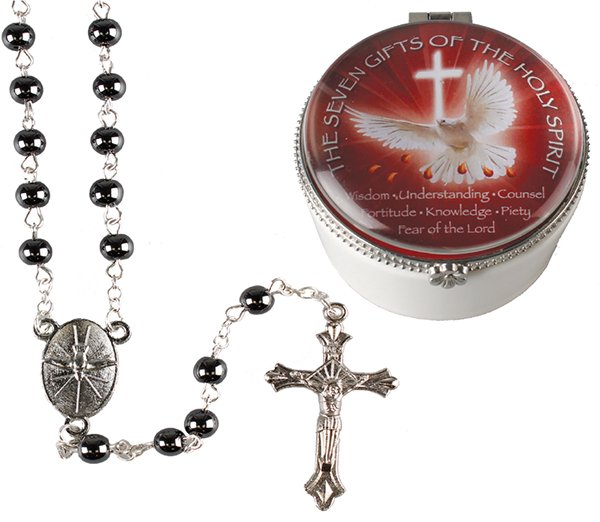 Confirmation Rosary in Porcelain Box