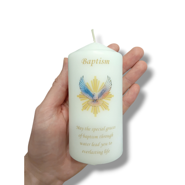 Baptism Candle 12cm: Dove
