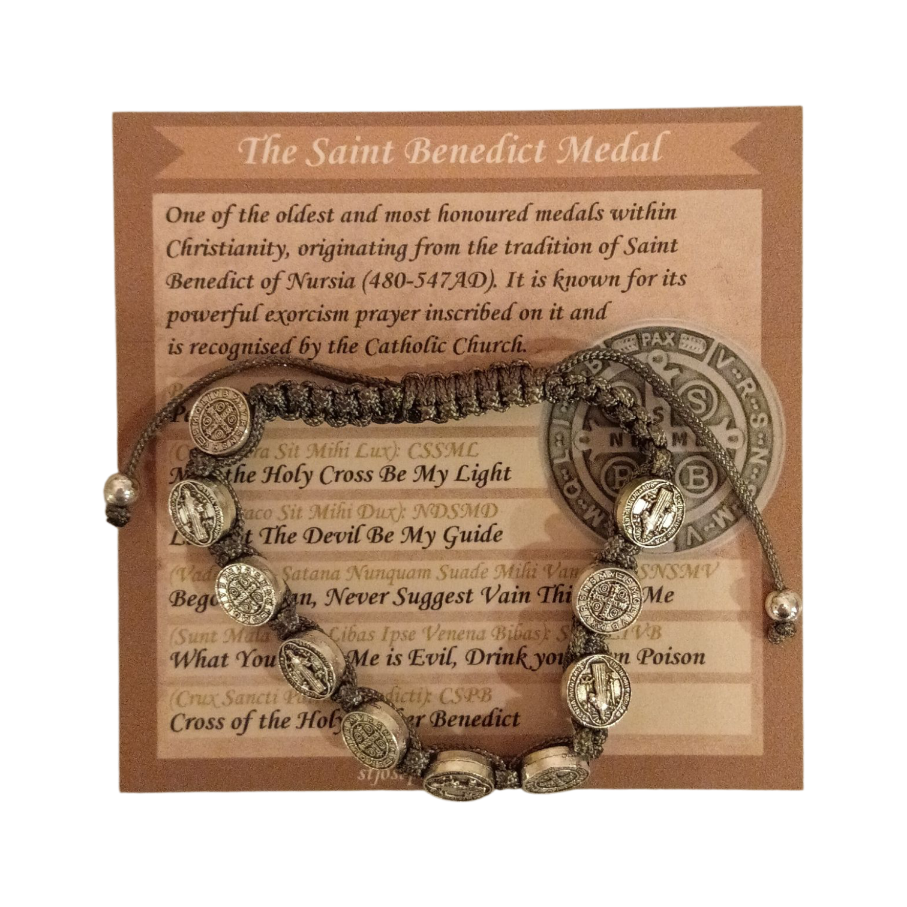 St Benedict Medal Decade Bracelet - Grey