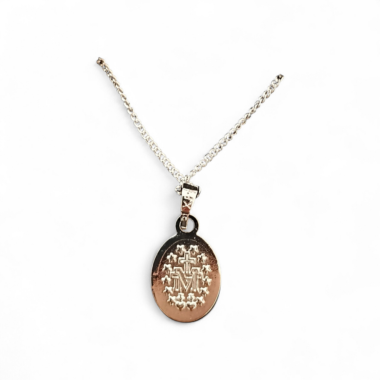 Miraculous Medal Silver Plated (Medal: 1.2cm) on 45cm Chain