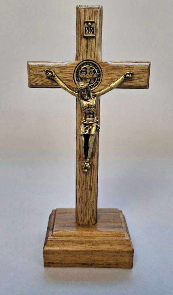 Walnut Wood Standing Crucifix 10.5cm