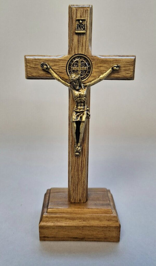 Walnut Wood Standing Crucifix 10.5cm