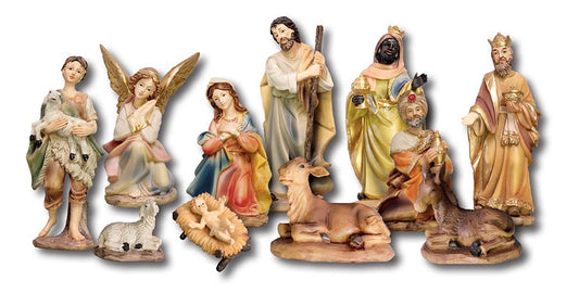 Resin Nativity Set: 11 Piece 9.5cm