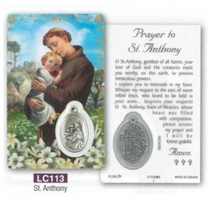 St Anthony of Padua - Laminated Card & Medal