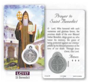 St Benedict - Laminated Card & Medal