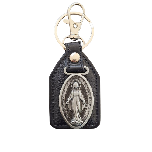 Our Lady of Grace Keyring (black backing)
