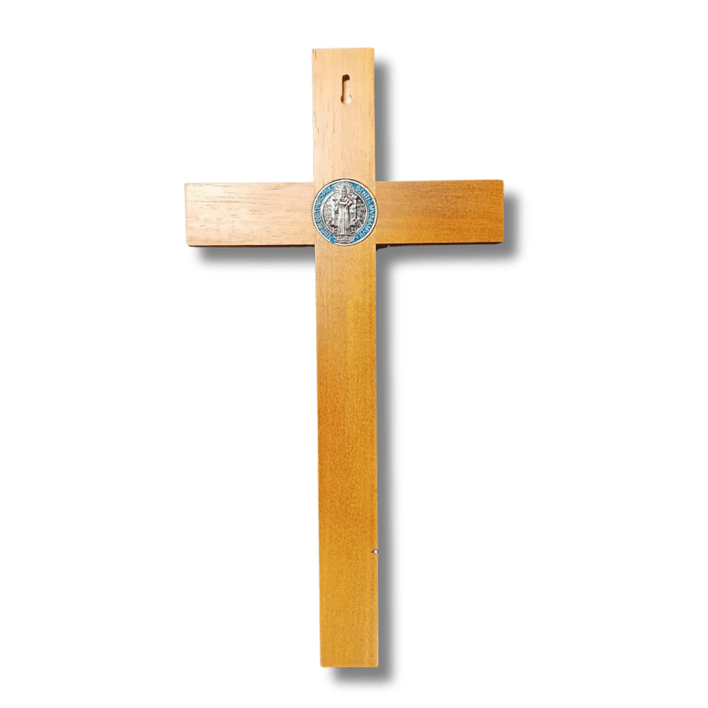Crucifix - Wooden 40cm with Bronze Finish & St Benedict Medal