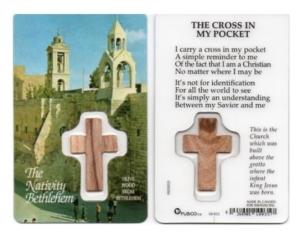 Bethlehem Olive Wood Cross - Laminated Card & Cross