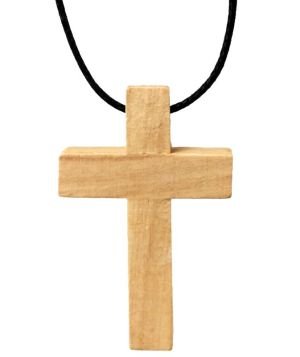 Necklace: Olive Wood Cross With Cord