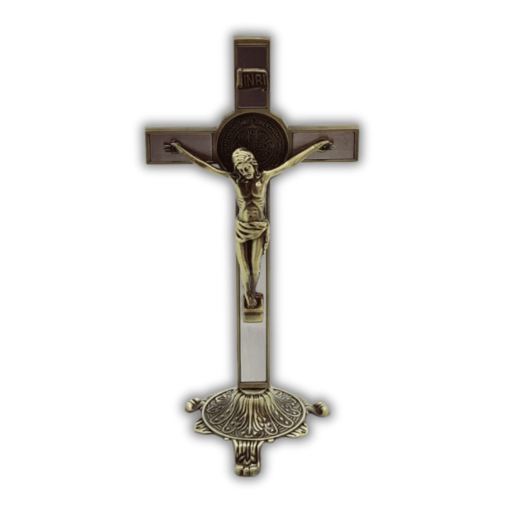 Standing Metal Crucifix: 19.5cm