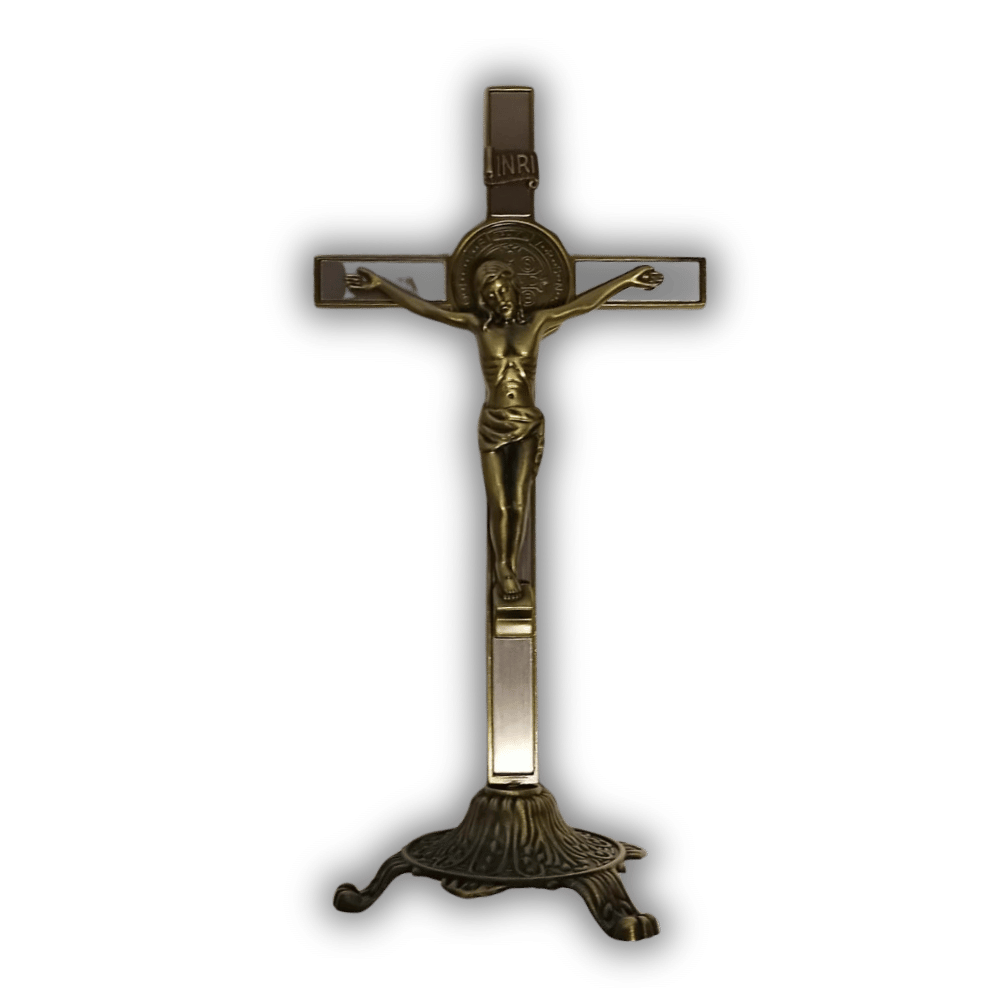 Standing Metal Crucifix: 25.5cm