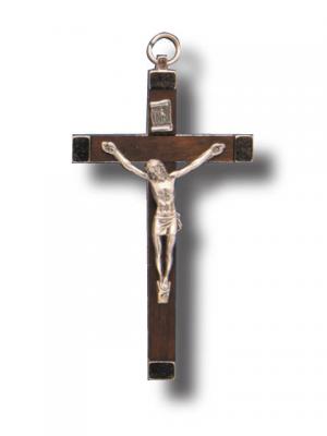 11cm Crucifix: Wall Brown Metal - Italian
