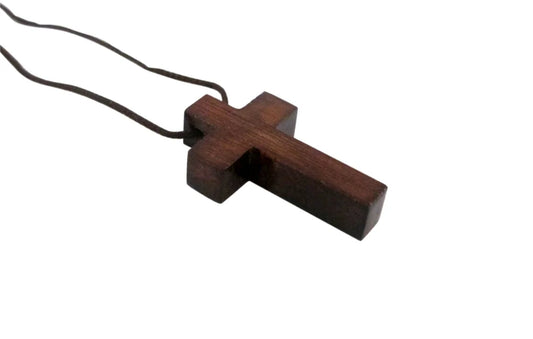 Cross: Dark Mahogany Wood 3cm Necklace