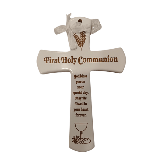 Wooden White Cross: First Holy Communion