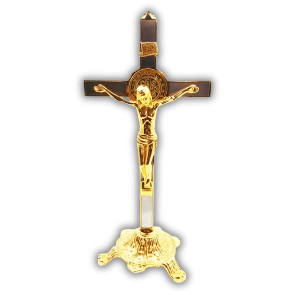 Standing Metal Crucifix: 25.5cm