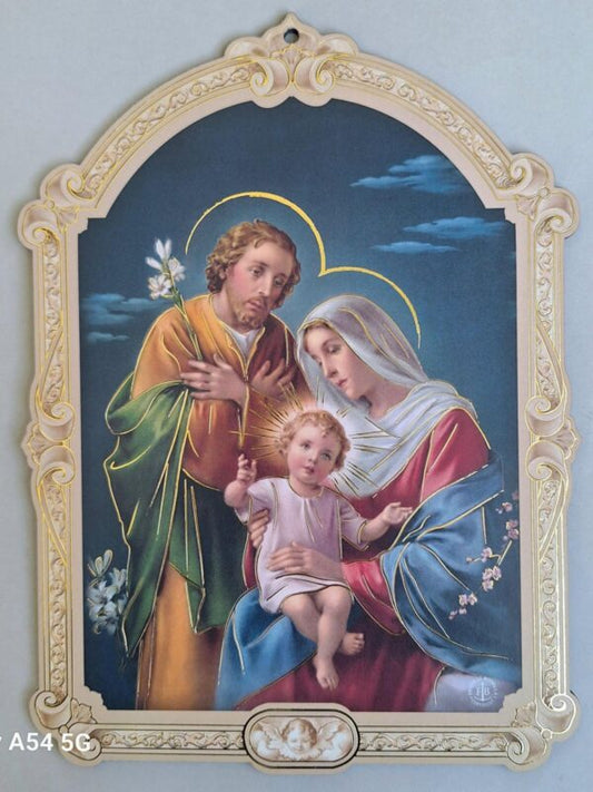 Holy Family Plaque: Italian (Blue Sky)