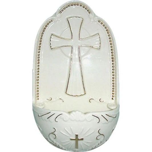 Holy Water Font: Glazed Porcelain 12.5cm