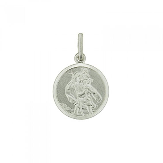 St Christopher Medal Round (1.4cm): Sterling Silver with Chain
