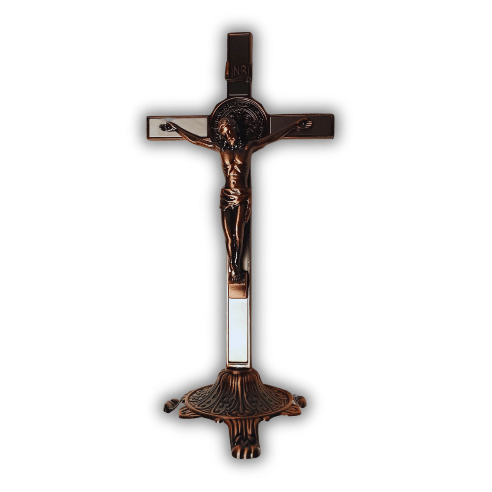 Standing Metal Crucifix: 25.5cm