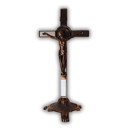 Standing Metal Crucifix: 25.5cm