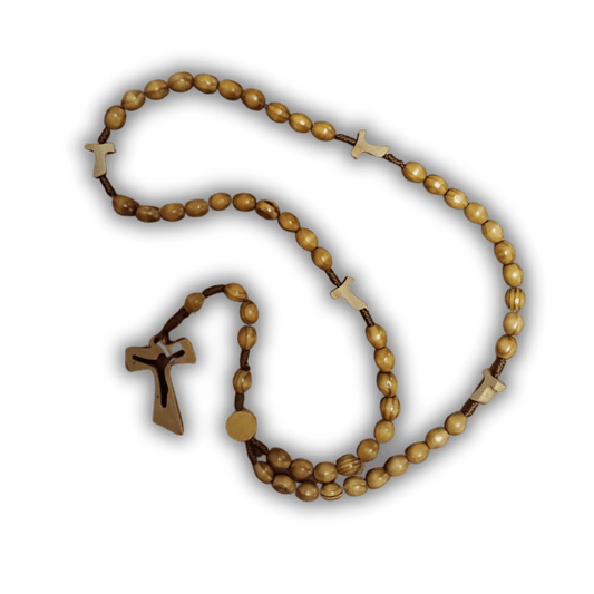 Tau Cross Wooden Rosary