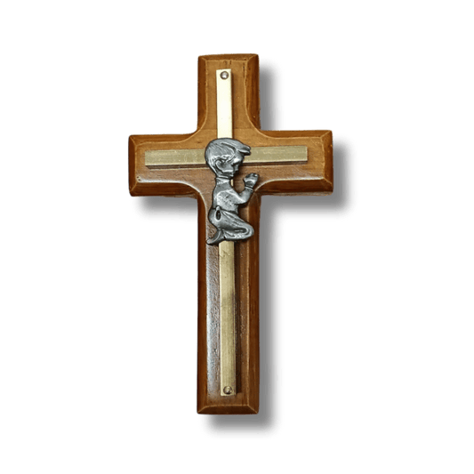 Wooden Cross Baptism Boy (Metal on top)