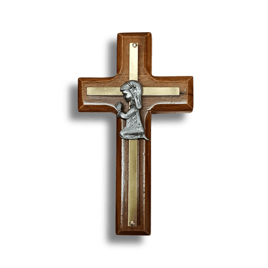 Wooden Cross Baptism Girl (Metal on top)