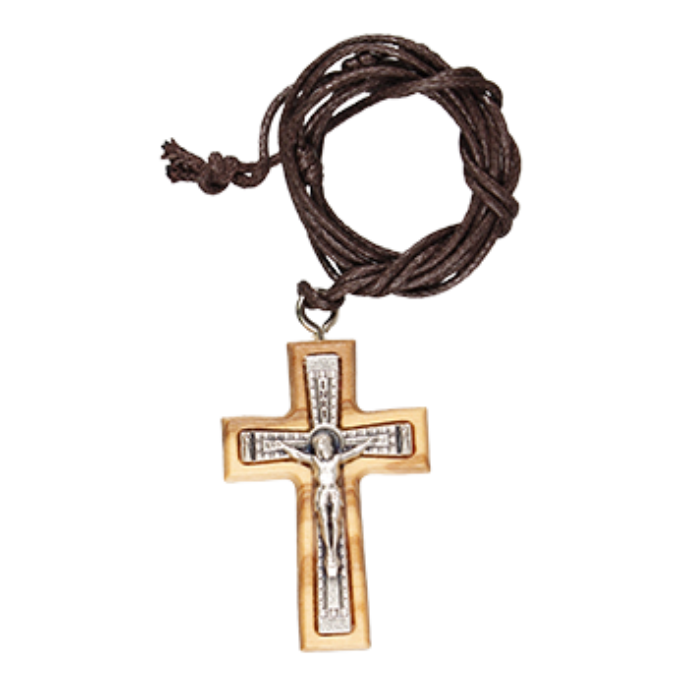 Olive Wood Crucifix - On Cord
