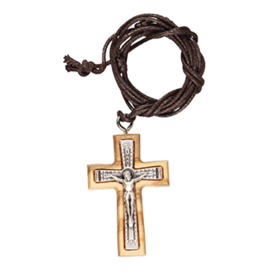 Olive Wood Crucifix - On Cord