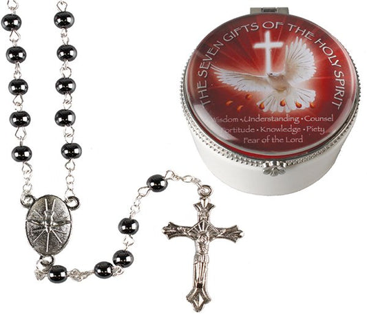 Confirmation Rosary in Porcelain Box