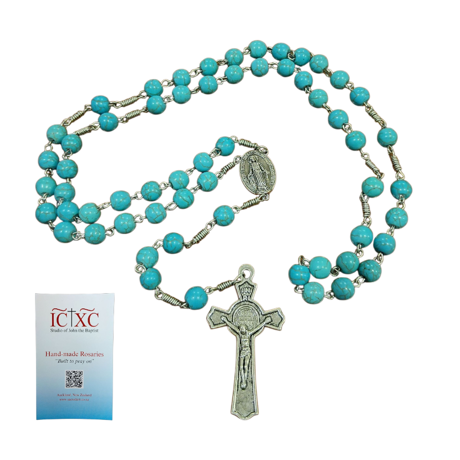 SJB Handmade Rosary - Aqua Blue 1