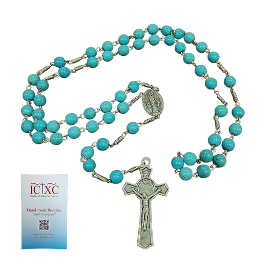 SJB Handmade Rosary - Aqua Blue 1