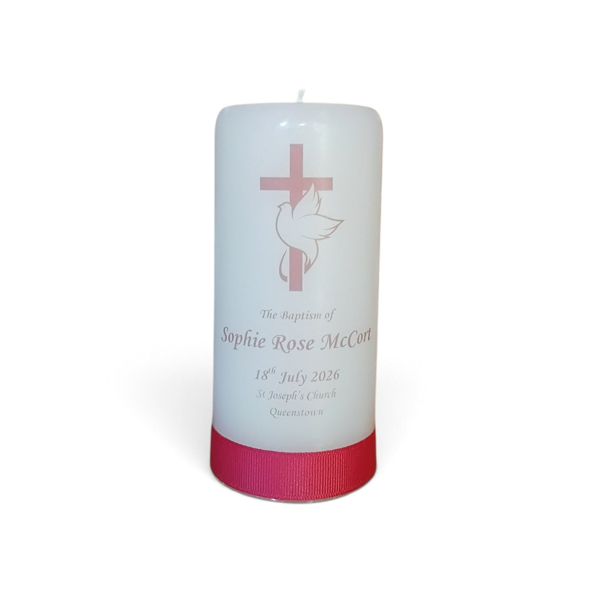 Personalised Baptism Candle 14cm: Design 3