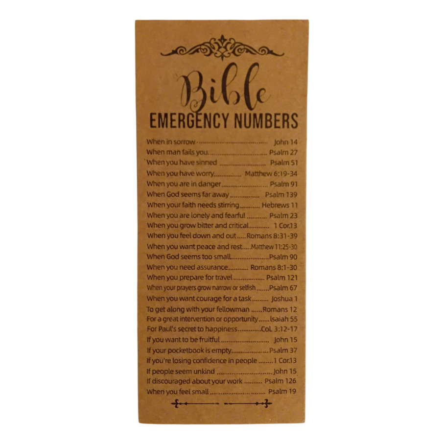 Bible Emergency Numbers Bookmark