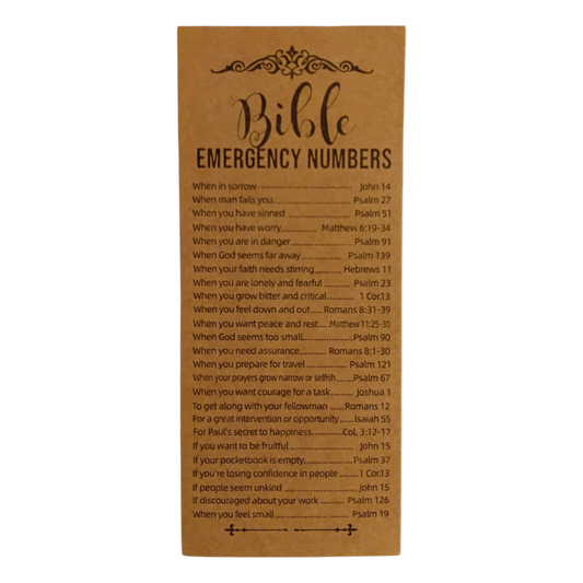 Bible Emergency Numbers Bookmark