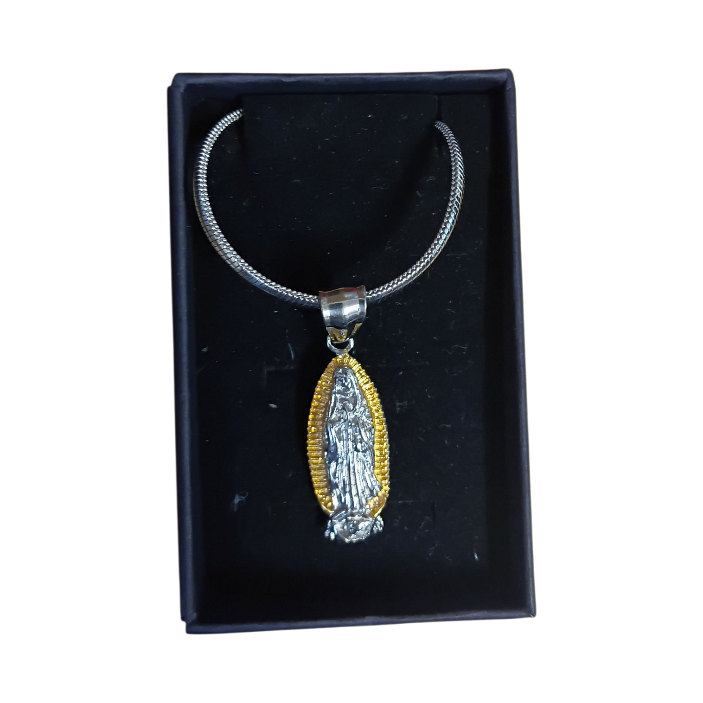 Our Lady of Guadalupe Gold & Silver Plated medallion & chain
