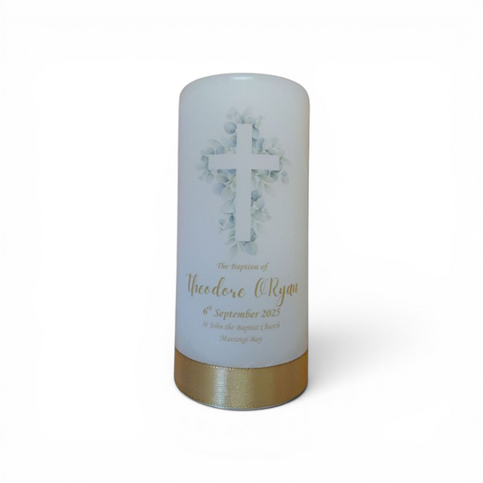 Baptism Candle 14cm: Floral 3