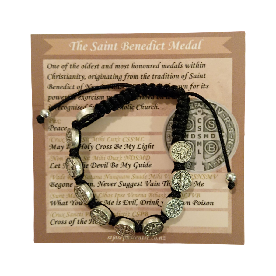 St Benedict Medal Decade Bracelet - Black