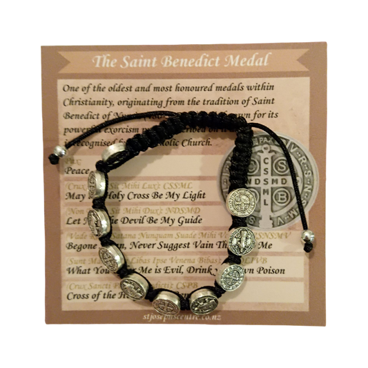St Benedict Medal Decade Bracelet - Black