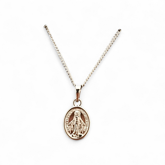 Miraculous Medal Silver Plated (Medal: 1.2cm) on 45cm Chain
